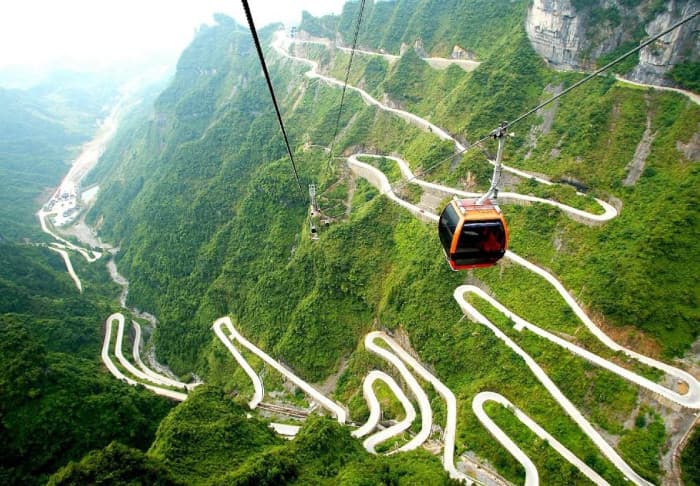 hệ thống cáp treo tại Thiên Môn