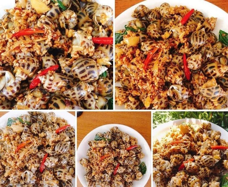 Thưởng thức ốc hương cháy tỏi Trà Cổ 