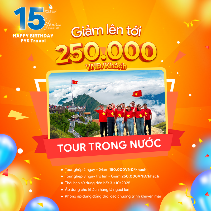 Tour giảm giá du lịch, PYS Travel 15 năm