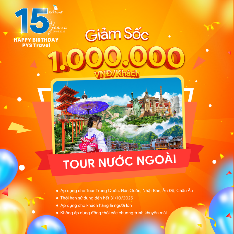 Tour giảm giá du lịch, PYS Travel 15 năm