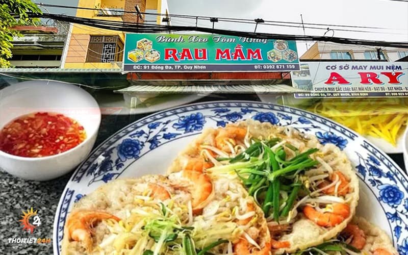 Bánh xèo tôm nhảy rau mầm